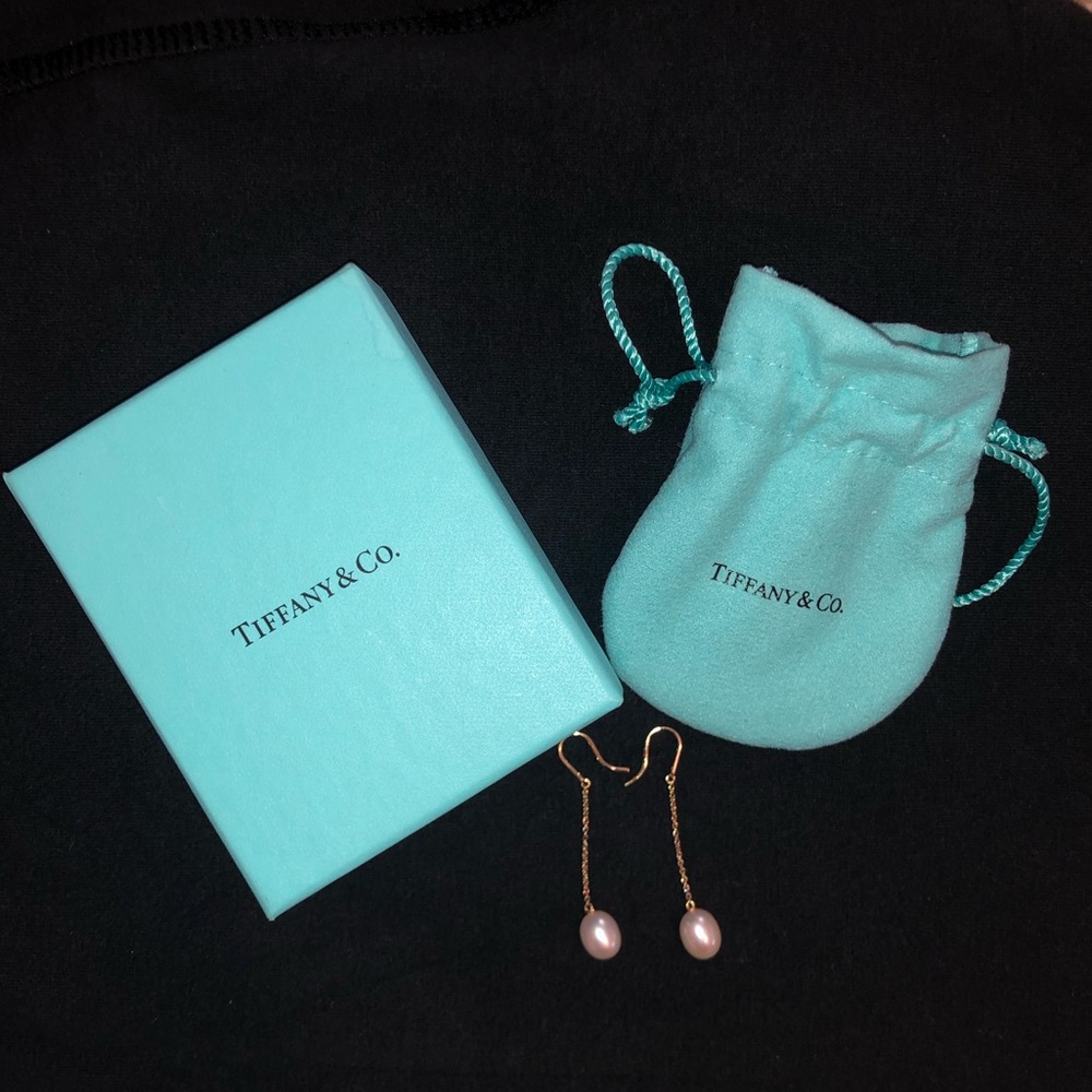 Tiffany Gold Pearl Drop Earrings